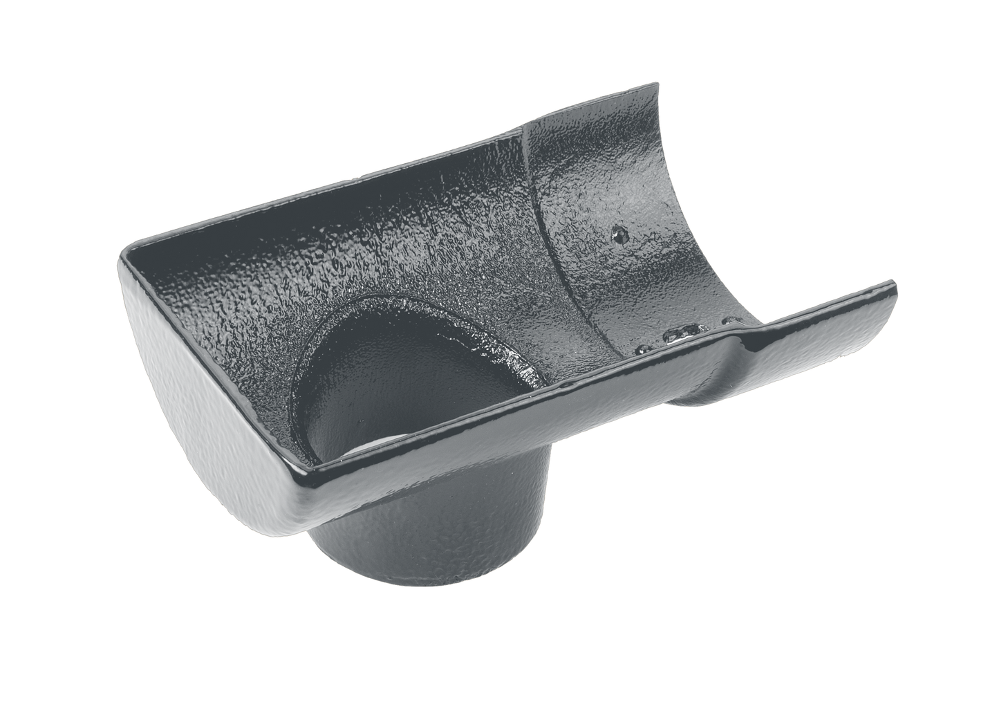 Half Round Cast Iron Drop End Outlet External 75mm Painted - 113mm