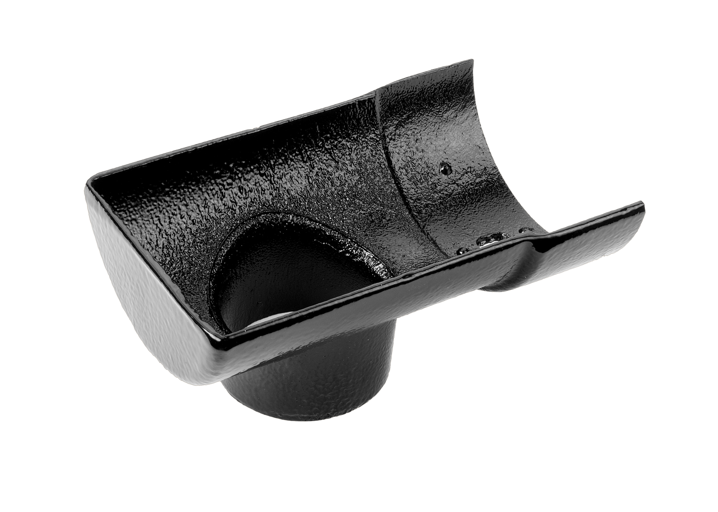 Half Round Cast Iron Drop End Outlet External 75mm Painted - 113mm