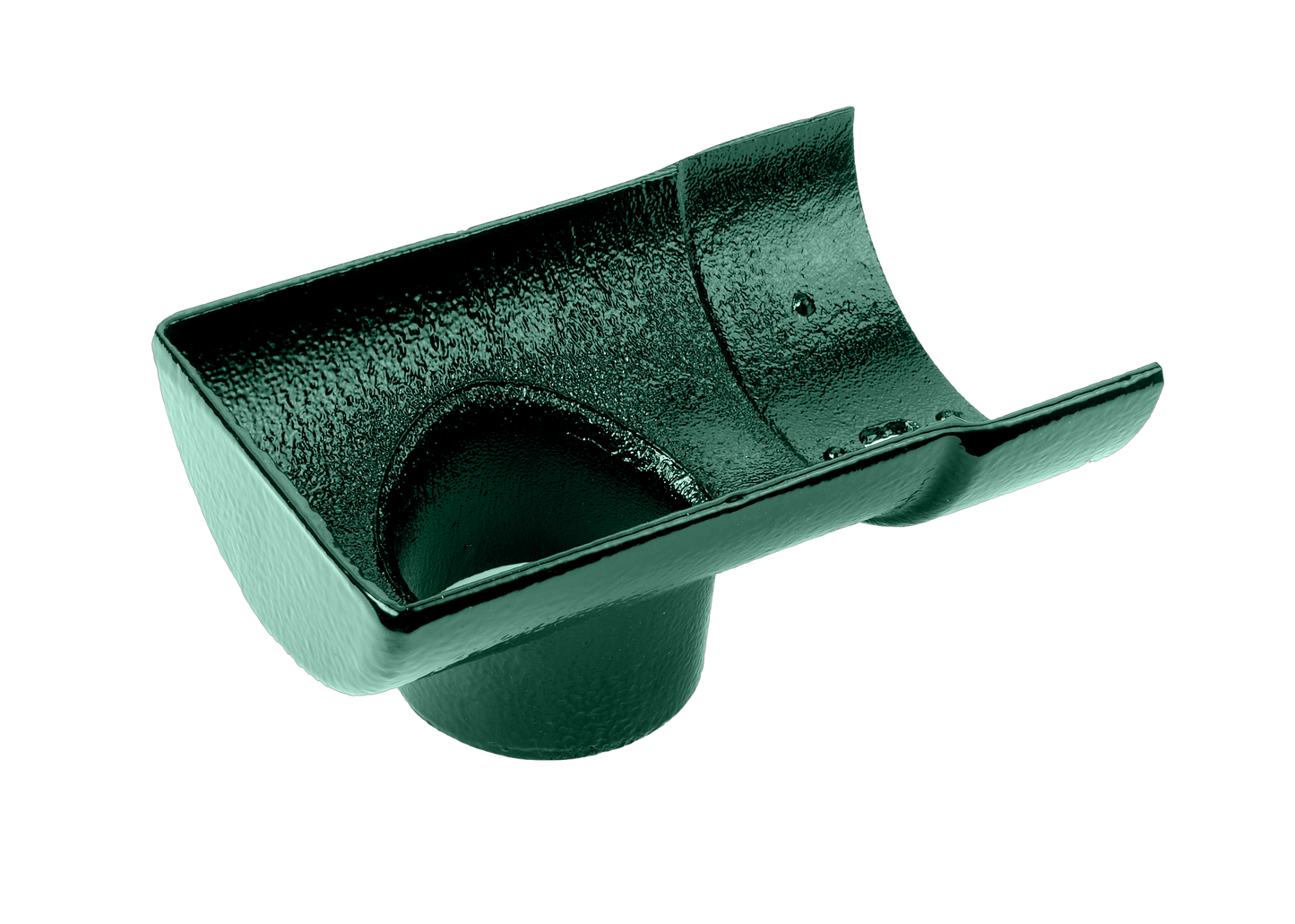 Half Round Cast Iron Drop End Outlet External 75mm Painted - 113mm