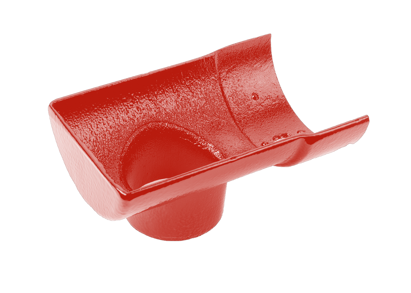 Half Round Cast Iron Drop End Outlet External 75mm Painted - 113mm