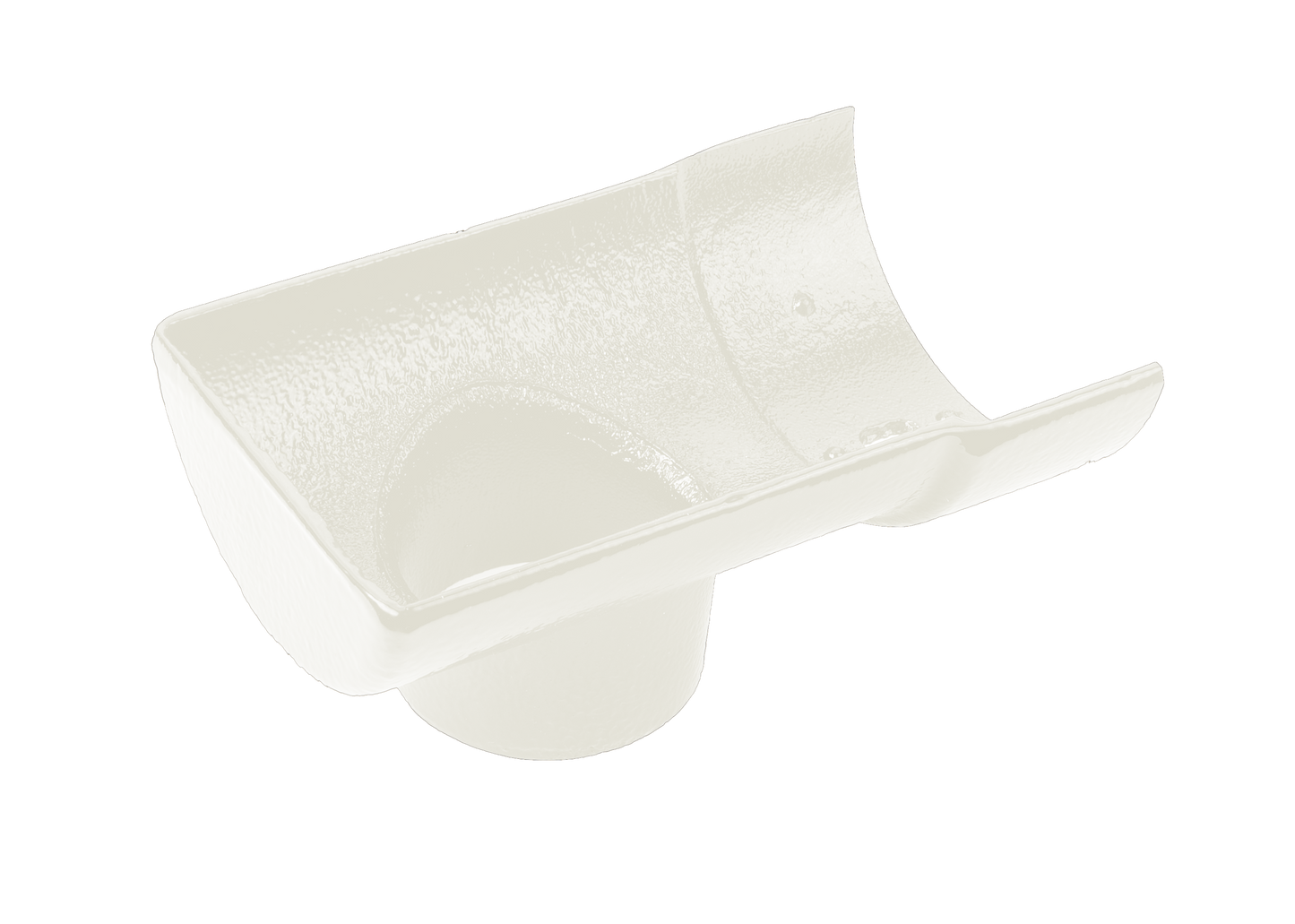 Half Round Cast Iron Drop End Outlet External 75mm Painted - 113mm