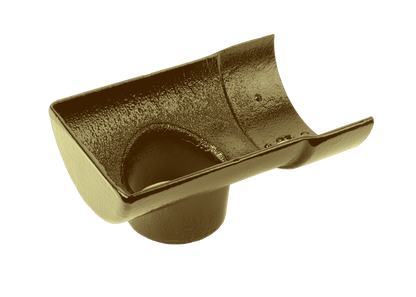 Half Round Cast Iron Drop End Outlet External 75mm Painted - 113mm