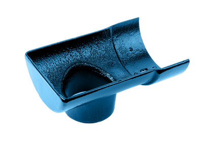 Half Round Cast Iron Drop End Outlet External 75mm Painted - 113mm