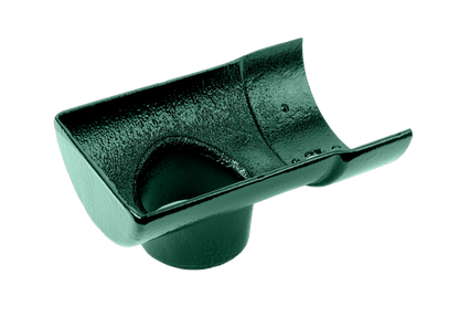 Half Round Cast Iron Drop End Outlet External 75mm Painted - 113mm