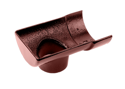 Half Round Cast Iron Drop End Outlet External 75mm Painted - 113mm