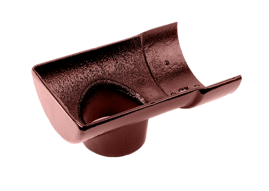 Half Round Cast Iron Drop End Outlet External 75mm Painted - 113mm