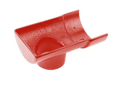 Half Round Cast Iron Drop End Outlet External 75mm Painted - 113mm