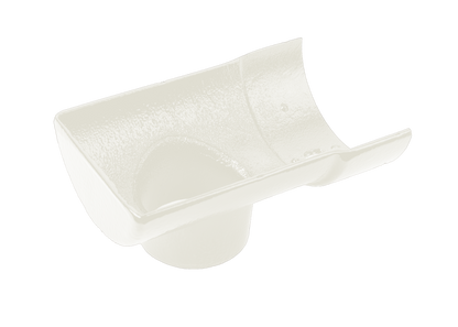 Half Round Cast Iron Drop End Outlet External 75mm Painted - 113mm